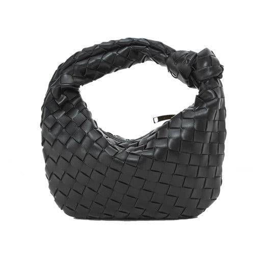 Inès | Sac Épaule Cuir Tressé Noir Femme