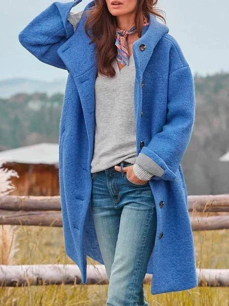 Isabelle | Manteau Long Femme à Capuche en Laine Vert