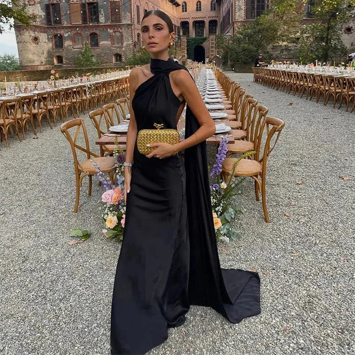 Isabelle | Robe de Soirée Longue Halterneck Bordeaux