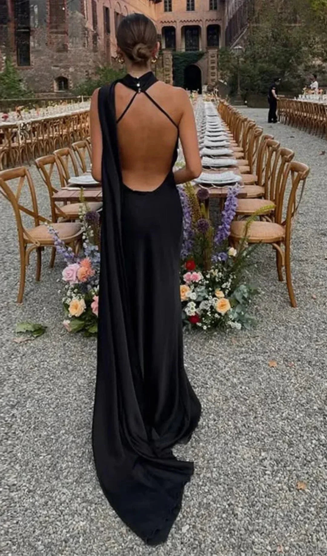 Isabelle | Robe de Soirée Longue Halterneck Bordeaux