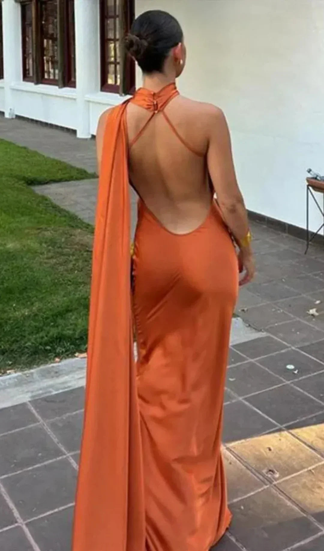Isabelle | Robe de Soirée Longue Halterneck Bordeaux