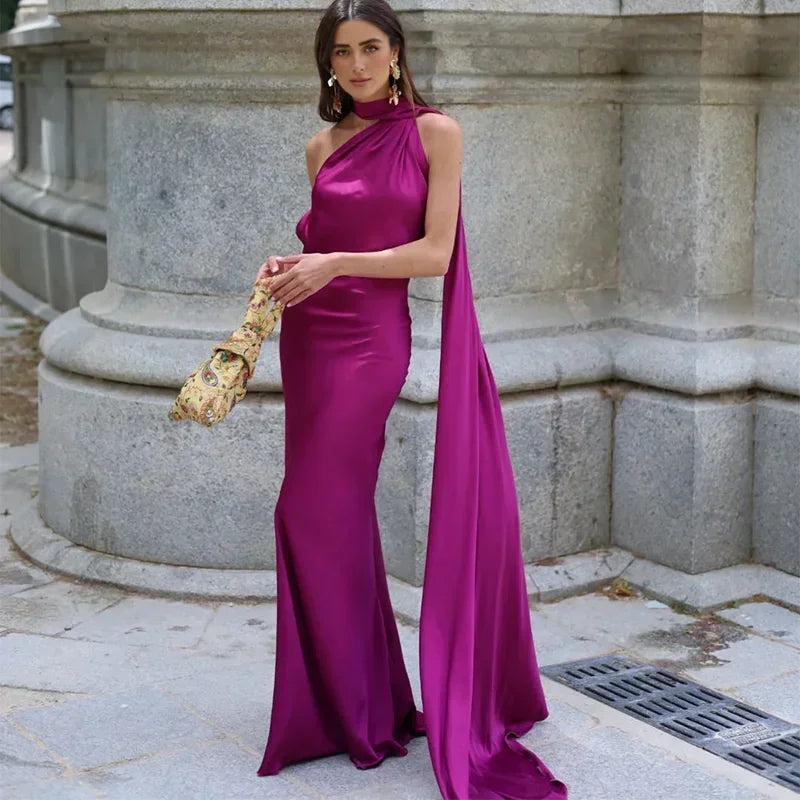 Isabelle | Robe de Soirée Longue Halterneck Bordeaux