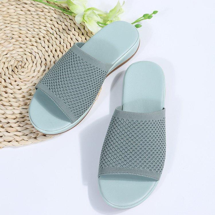 Isabelle | Sandales Mules Plates Femme Tricot Rose