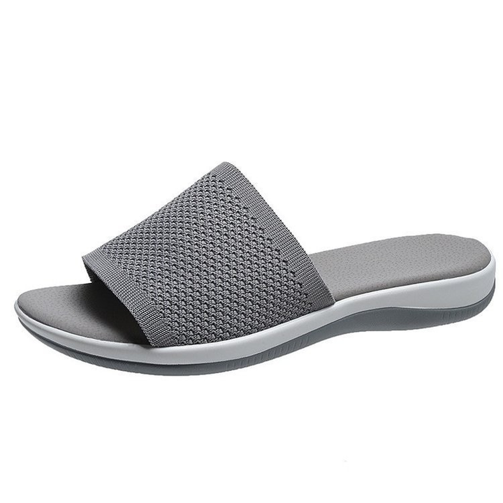 Isabelle | Sandales Mules Plates Femme Tricot Rose