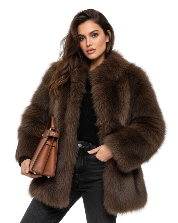 Floriane | Veste Fausse Fourrure Femme Col Montant