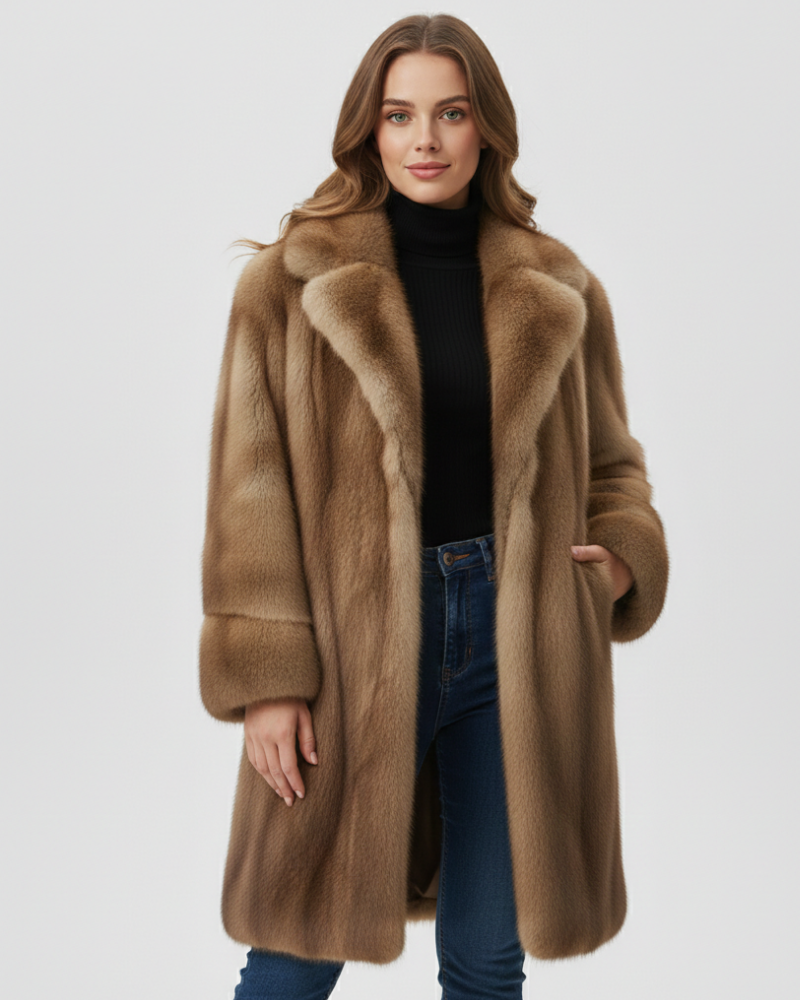 Pauline | Manteau Fourrure Femme Col Revers