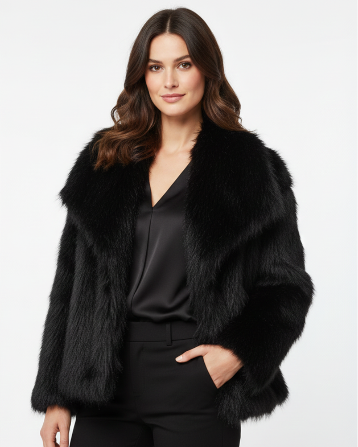 Floriane | Veste Fausse Fourrure Femme Col Montant