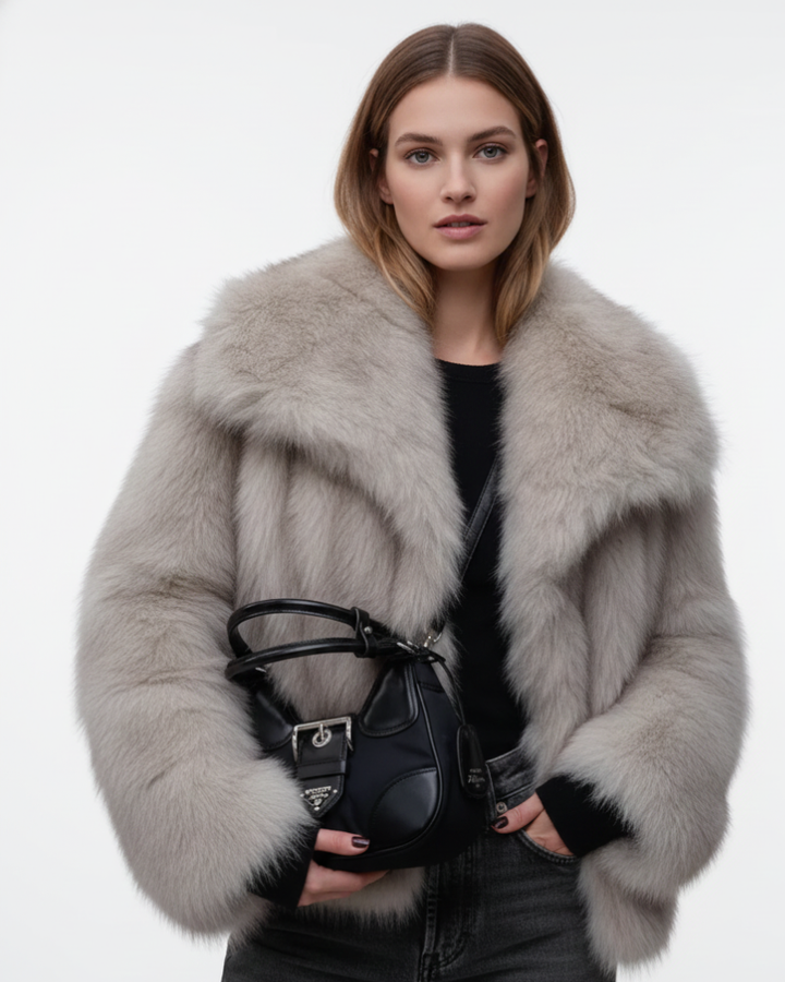 Floriane | Veste Fausse Fourrure Femme Col Montant