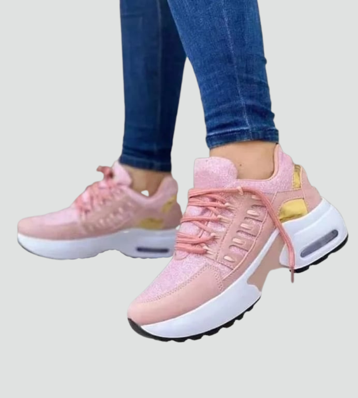 Jade | Baskets Femme Mesh Grises à Lacets Semelle Épaisse