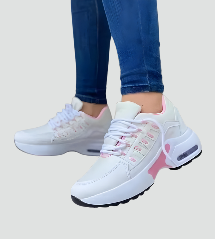 Jade | Baskets Femme Mesh Grises à Lacets Semelle Épaisse