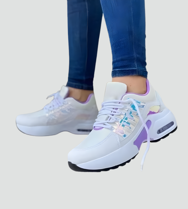 Jade | Baskets Femme Mesh Grises à Lacets Semelle Épaisse