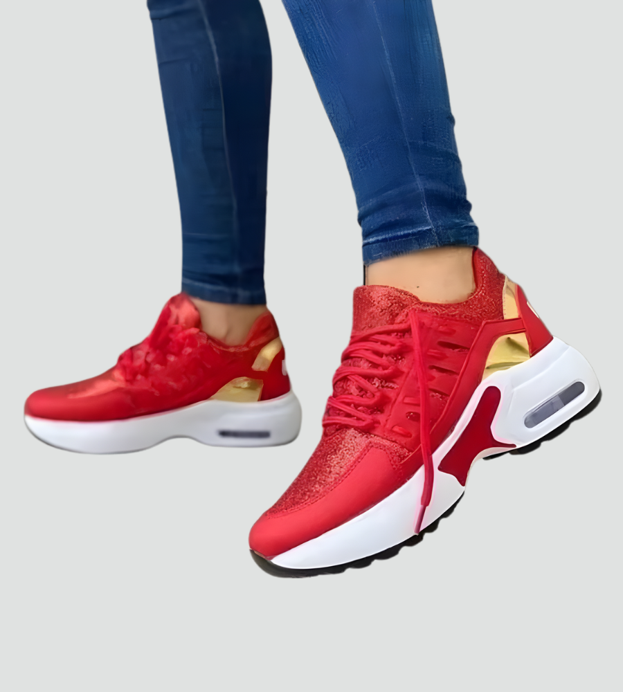 Jade | Baskets Femme Mesh Grises à Lacets Semelle Épaisse