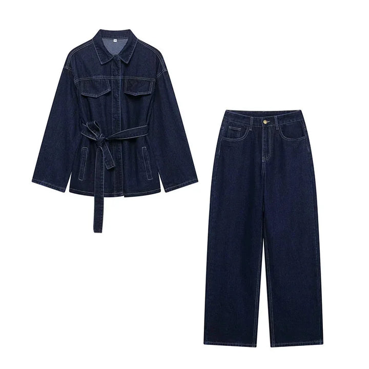 Jade | Ensemble Jean Femme Veste Ceinturée