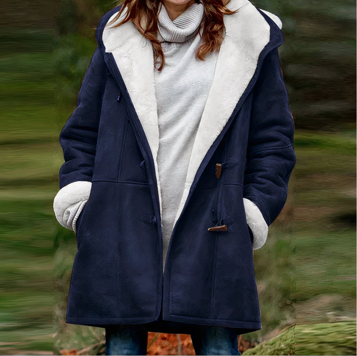 Jade | Manteau Capuche Femme Suédine Rose Poches
