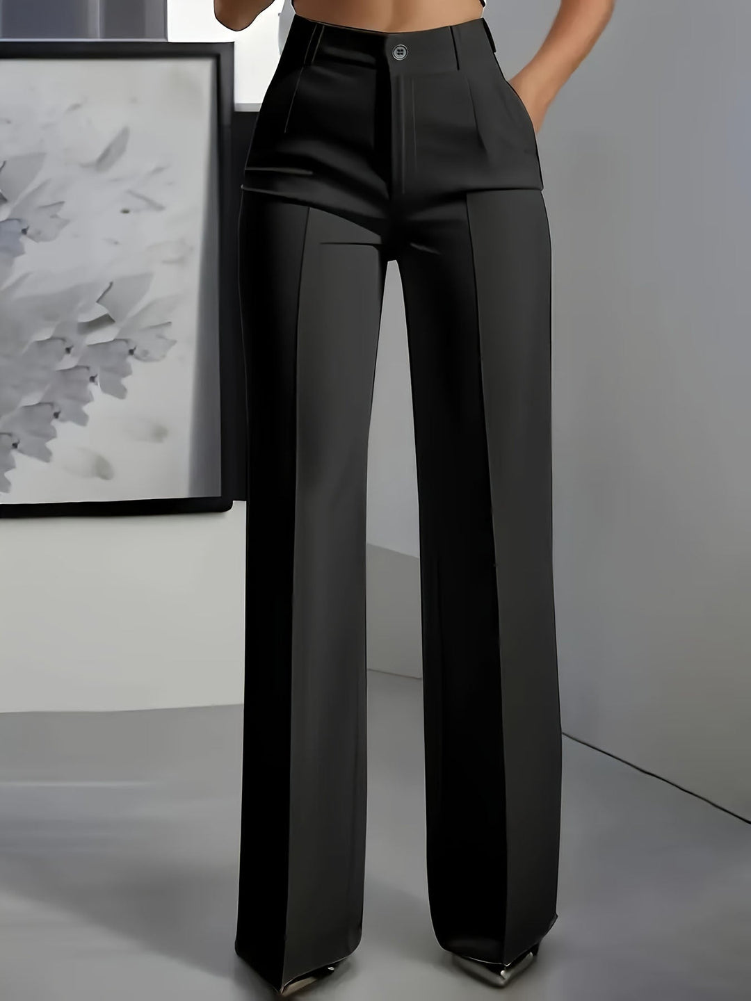 Jade | Pantalon Large Taille Haute Noir Femme