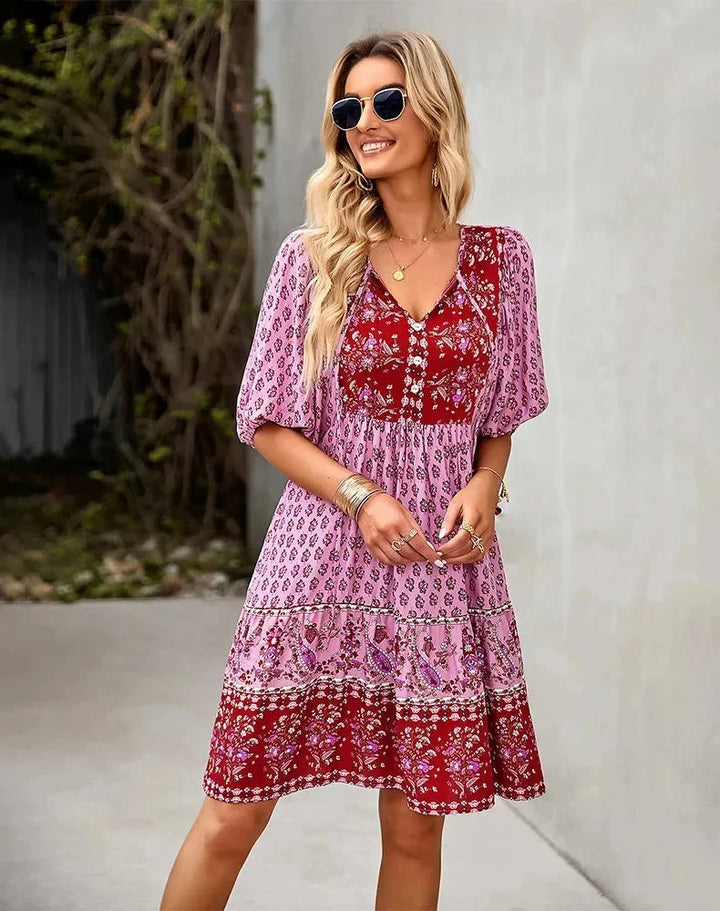 Jade | Robe Femme Bohème Fleurie Courte