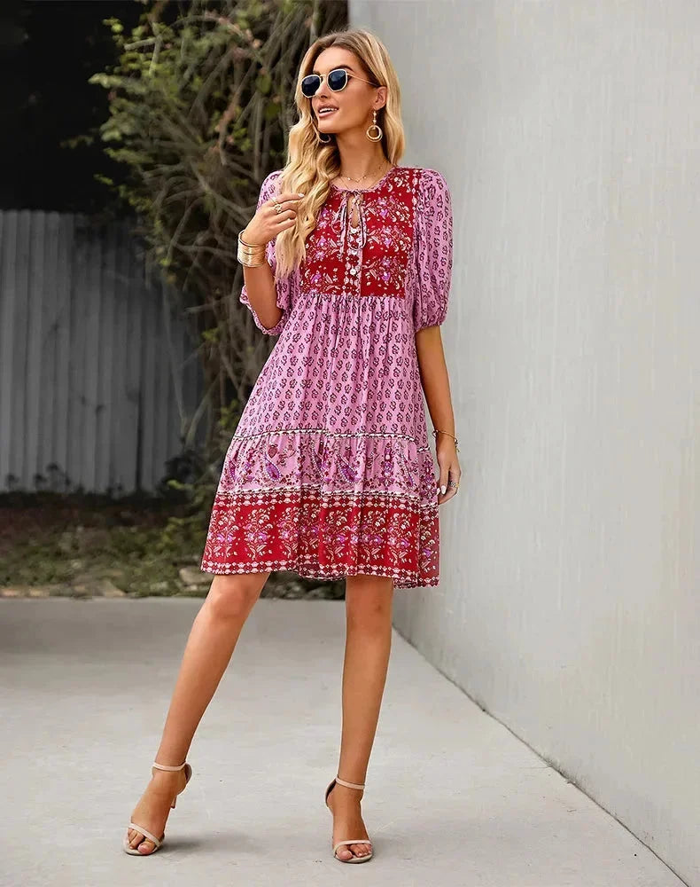 Jade | Robe Femme Bohème Fleurie Courte
