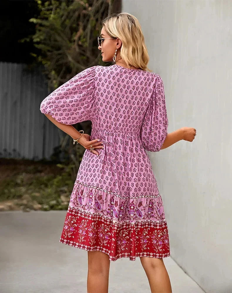Jade | Robe Femme Bohème Fleurie Courte