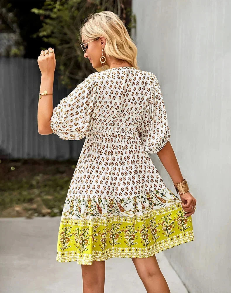Jade | Robe Femme Bohème Fleurie Courte