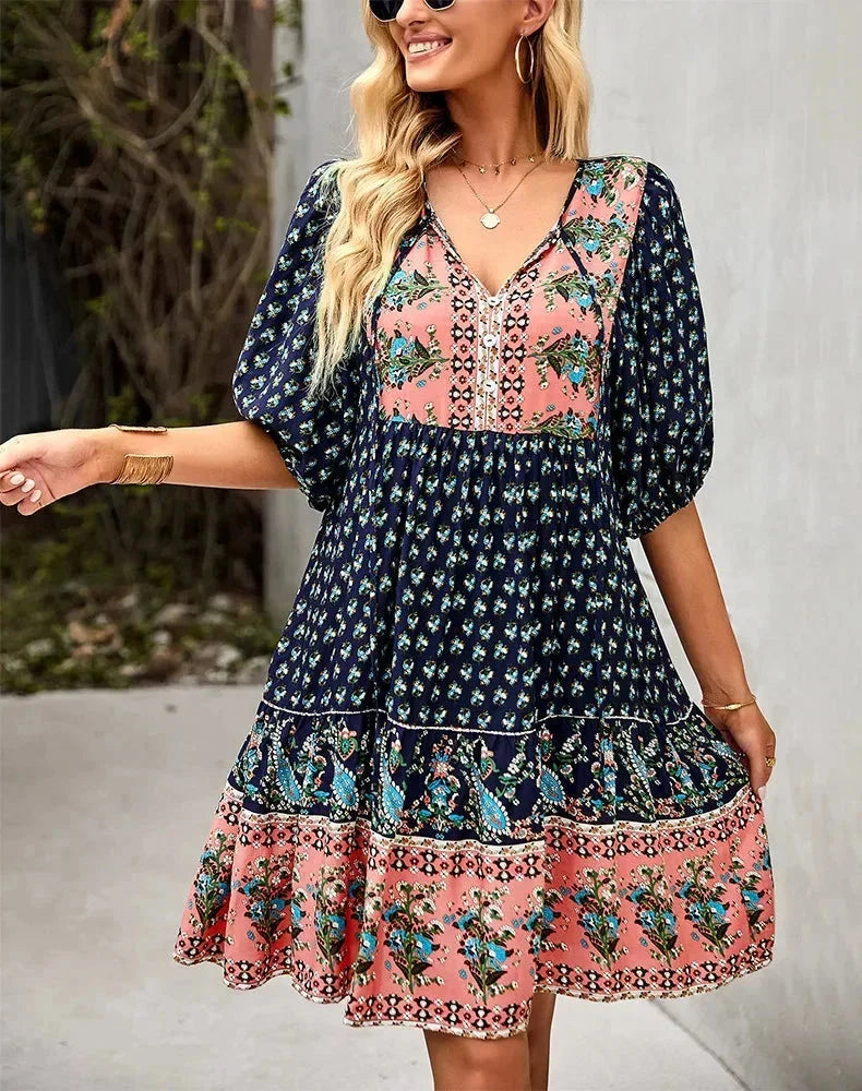 Jade | Robe Femme Bohème Fleurie Courte