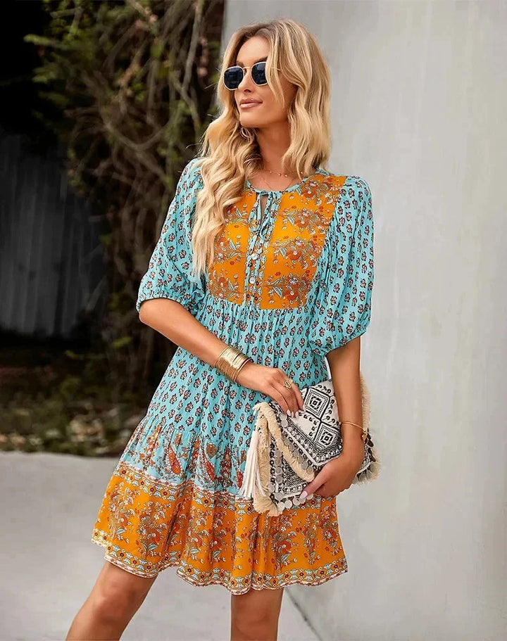 Jade | Robe Femme Bohème Fleurie Courte