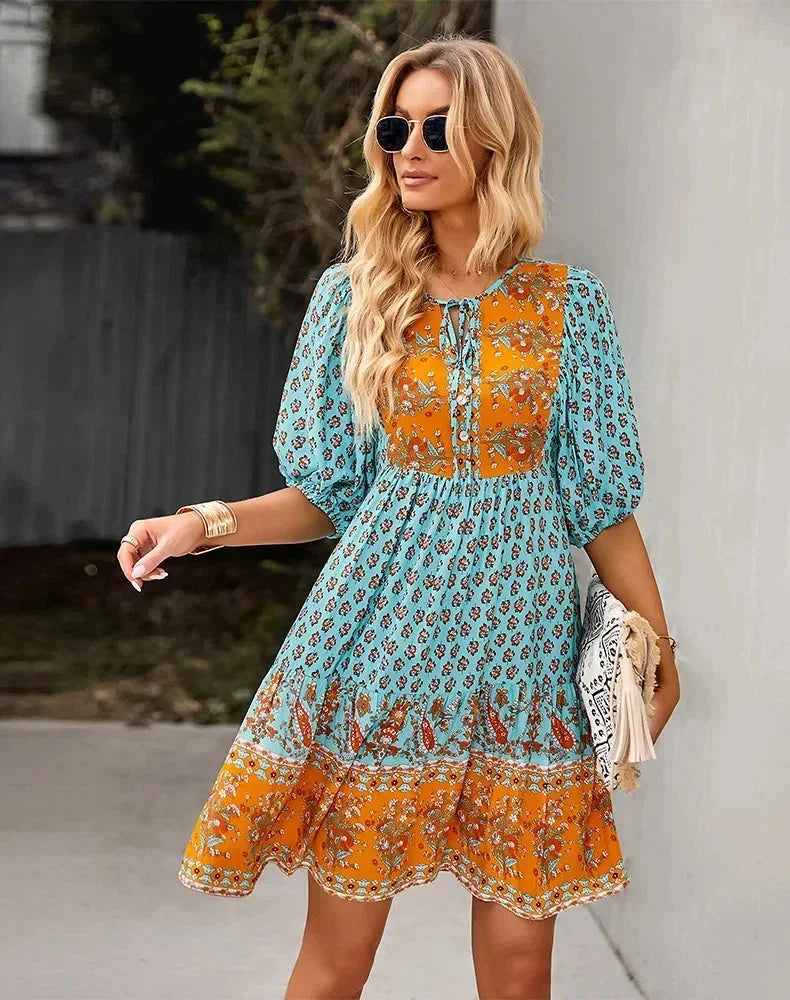 Jade | Robe Femme Bohème Fleurie Courte