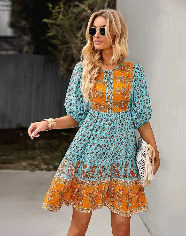 Jade | Robe Femme Bohème Fleurie Courte
