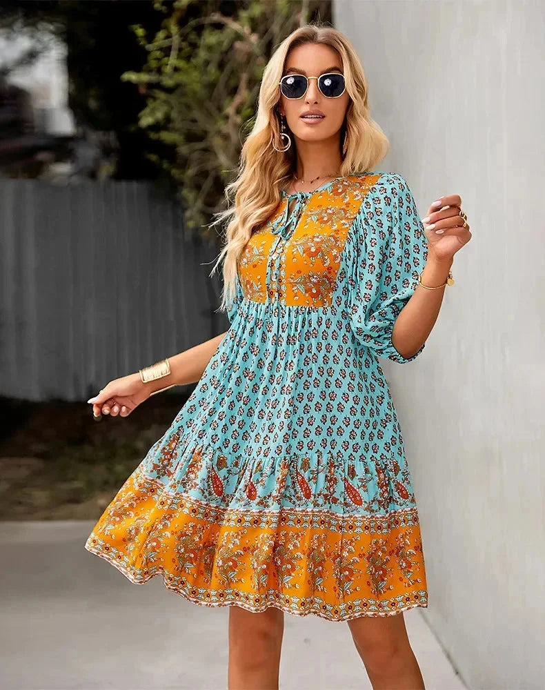 Jade | Robe Femme Bohème Fleurie Courte