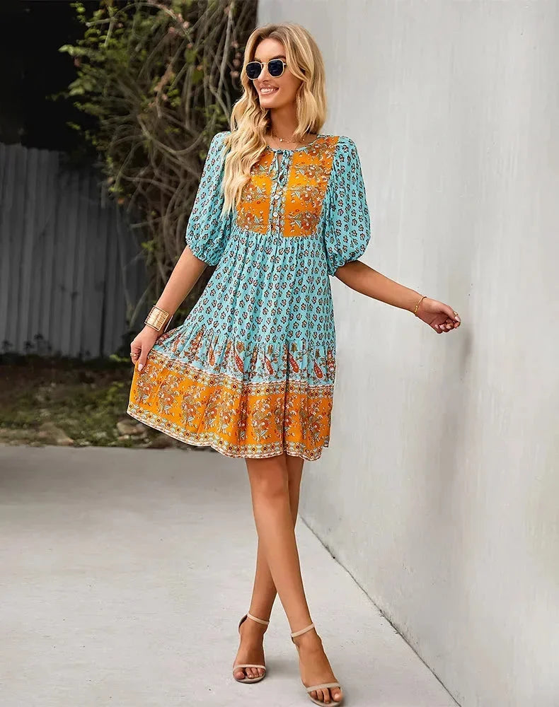 Jade | Robe Femme Bohème Fleurie Courte