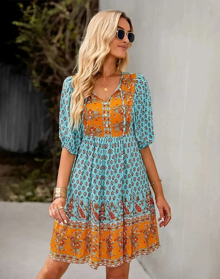 Jade | Robe Femme Bohème Fleurie Courte