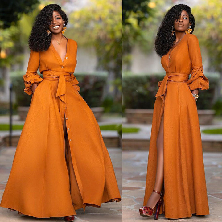 Jade | Robe Femme Maxi Boutonnée Ceinturée