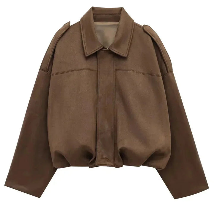 Jessie | Blouson Bomber Noir Oversize Zippé Manches Longues