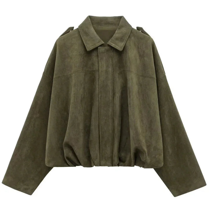 Jessie | Blouson Bomber Noir Oversize Zippé Manches Longues