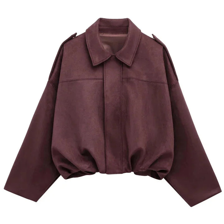 Jessie | Blouson Bomber Noir Oversize Zippé Manches Longues