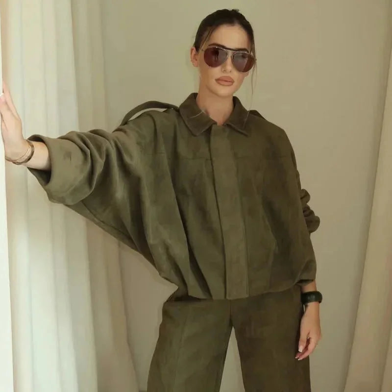 Jessie | Blouson Bomber Noir Oversize Zippé Manches Longues