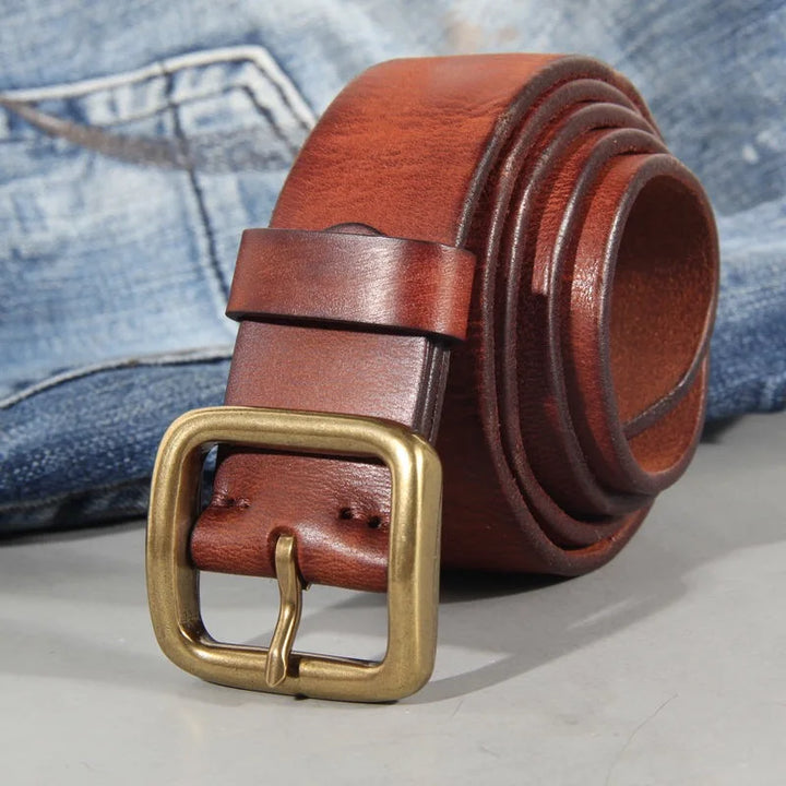 Jessie | Ceinture en Cuir Marron Boucle Dorée