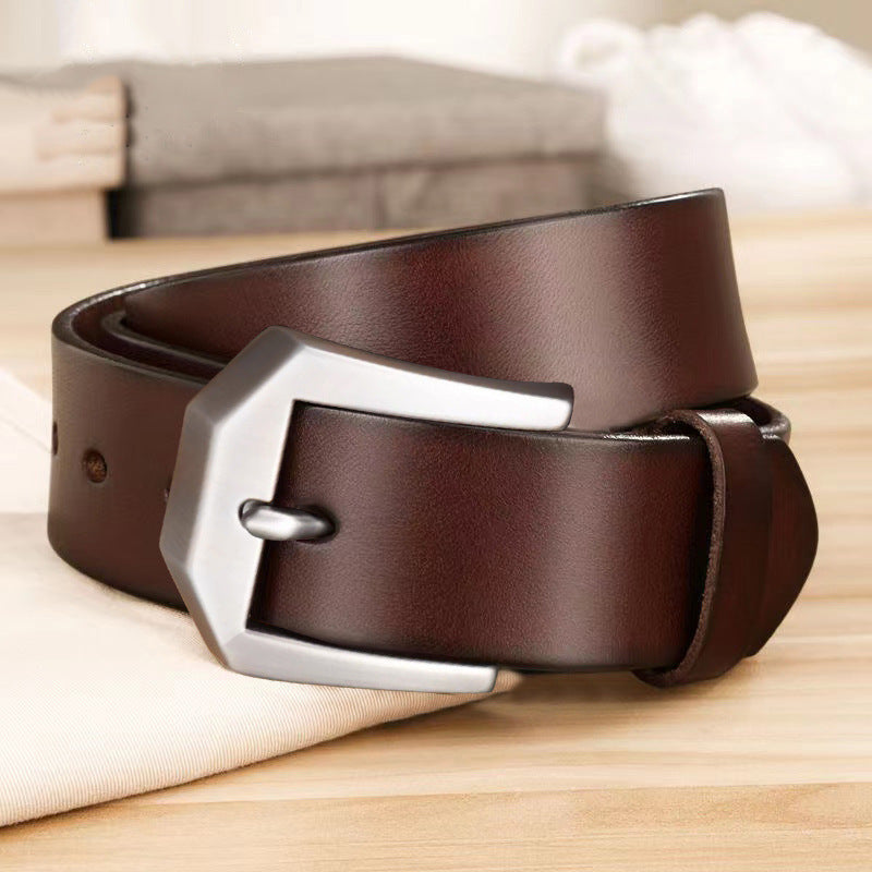Joël | Ceinture en Cuir Noir à Boucle Rectangulaire