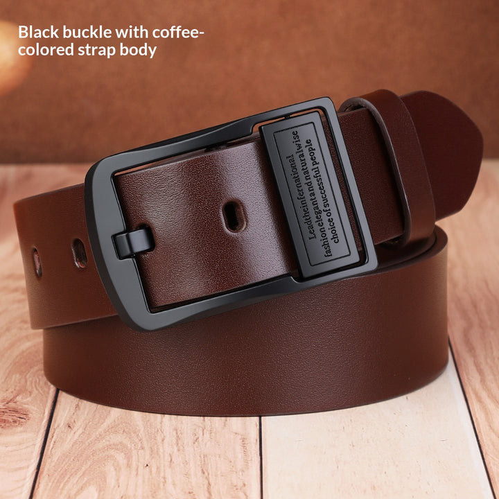 Joël | Ceinture en Cuir Noir à Boucle Rectangulaire