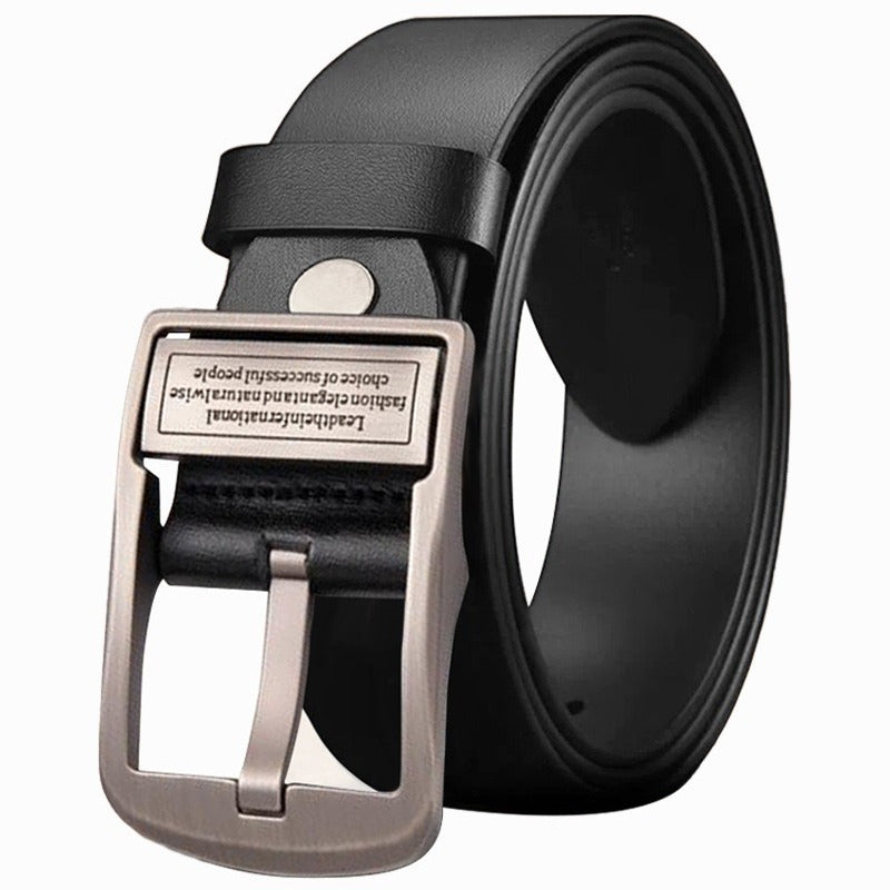 Joël | Ceinture en Cuir Noir à Boucle Rectangulaire