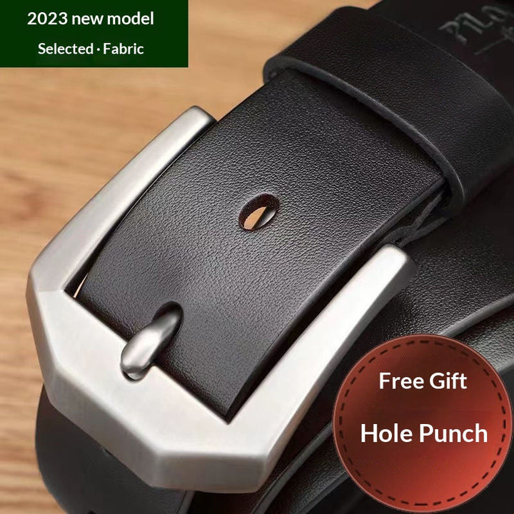 Joël | Ceinture en Cuir Noir à Boucle Rectangulaire