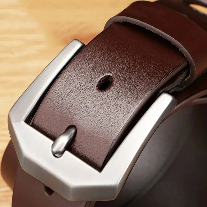 Joël | Ceinture en Cuir Noir à Boucle Rectangulaire