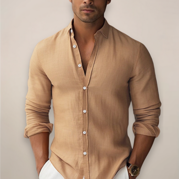 Julien | Chemise Homme Blanche Col Mao Boutonnée
