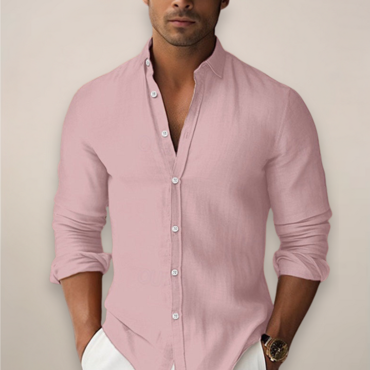 Julien | Chemise Homme Blanche Col Mao Boutonnée