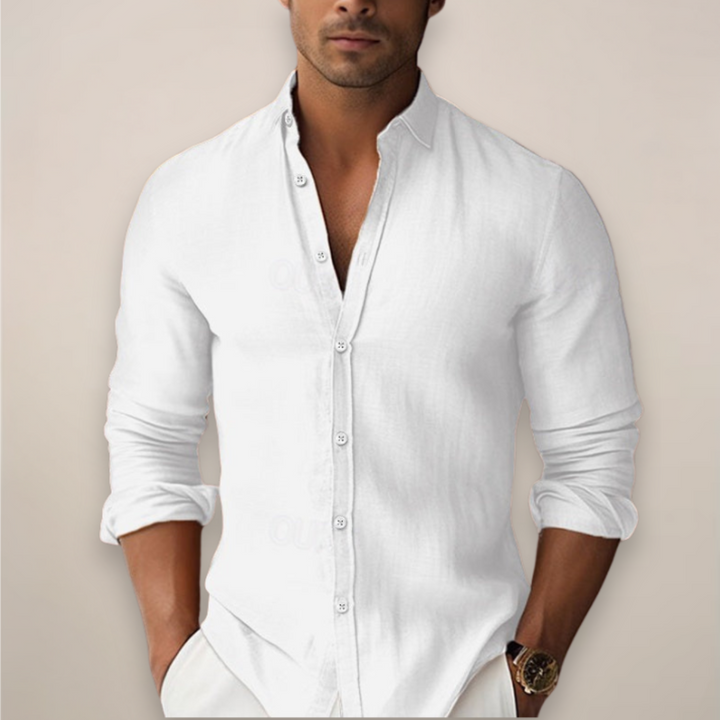 Julien | Chemise Homme Blanche Col Mao Boutonnée