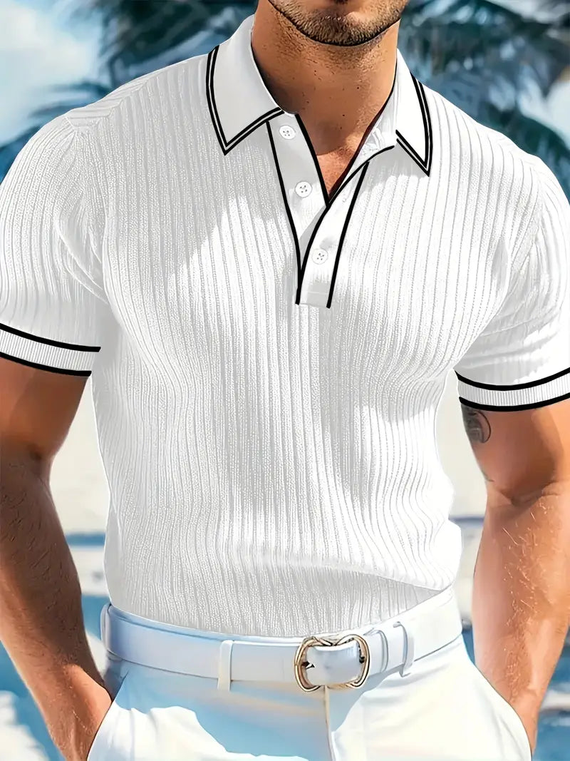 Julien | Polo Homme Manches Courtes Maille Côtelée