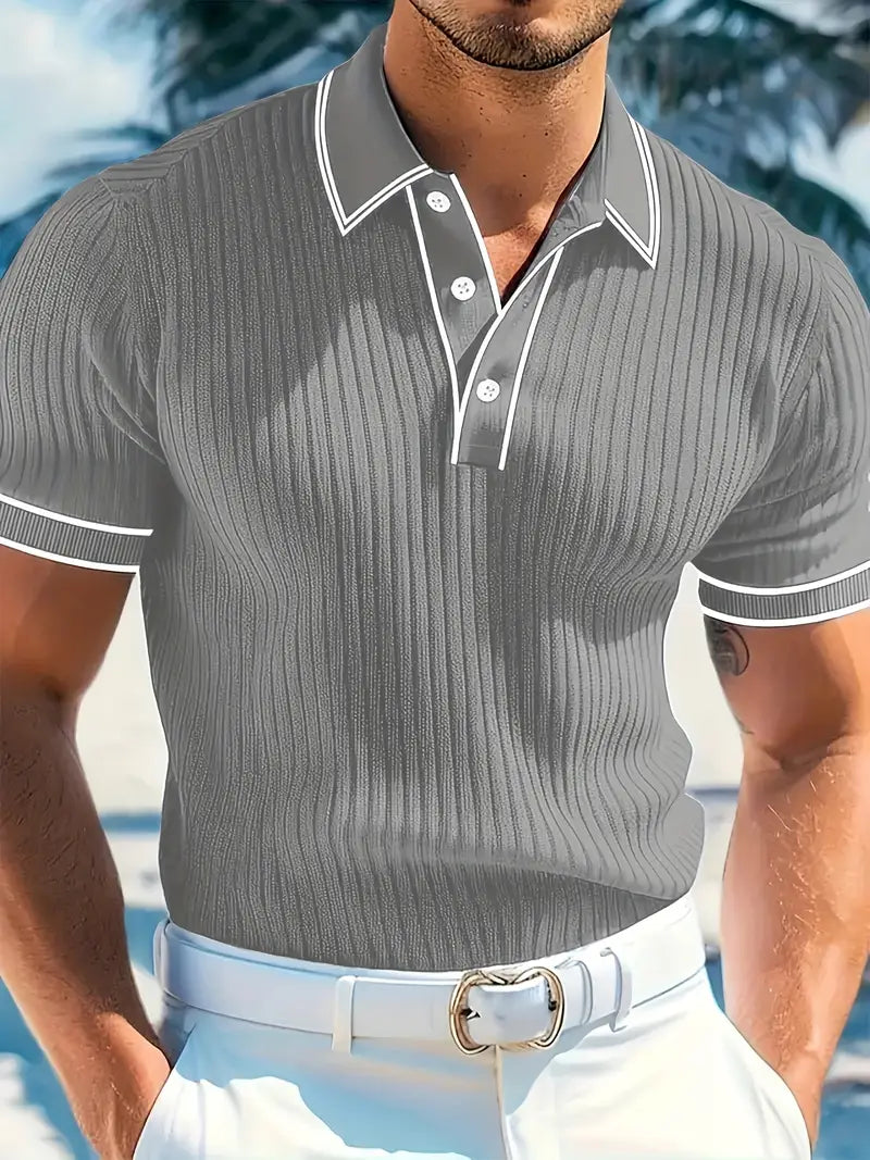 Julien | Polo Homme Manches Courtes Maille Côtelée