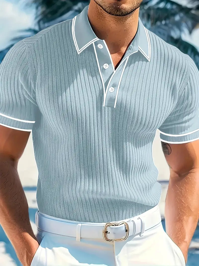 Julien | Polo Homme Manches Courtes Maille Côtelée