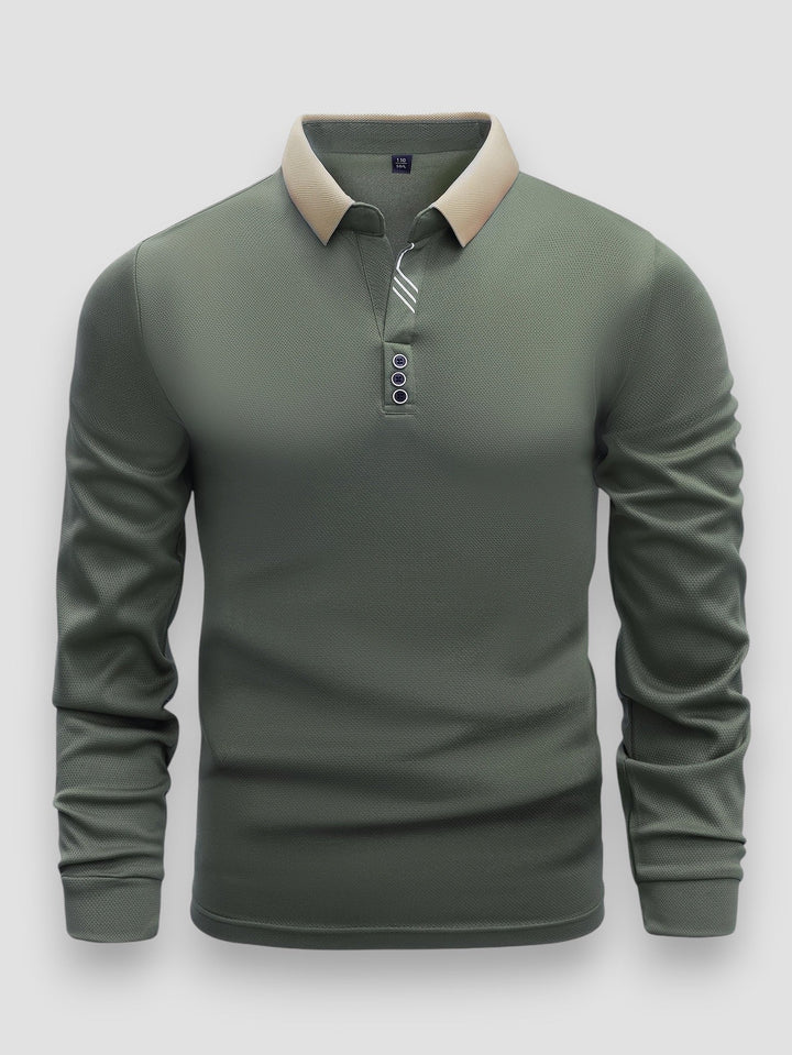 Julien | Polo Homme Manches Longues Maille Gris