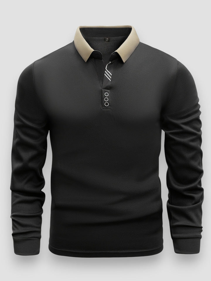 Julien | Polo Homme Manches Longues Maille Gris