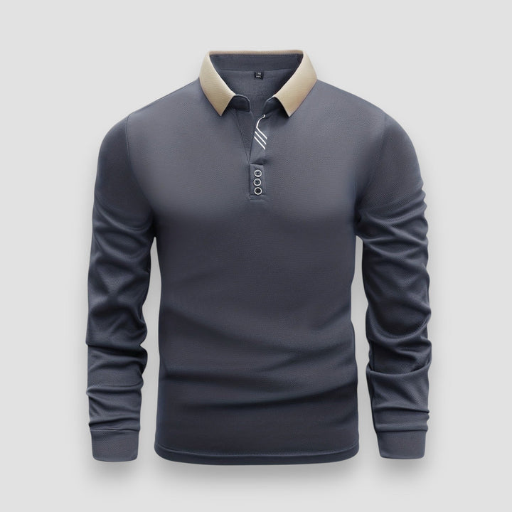Julien | Polo Homme Manches Longues Maille Gris
